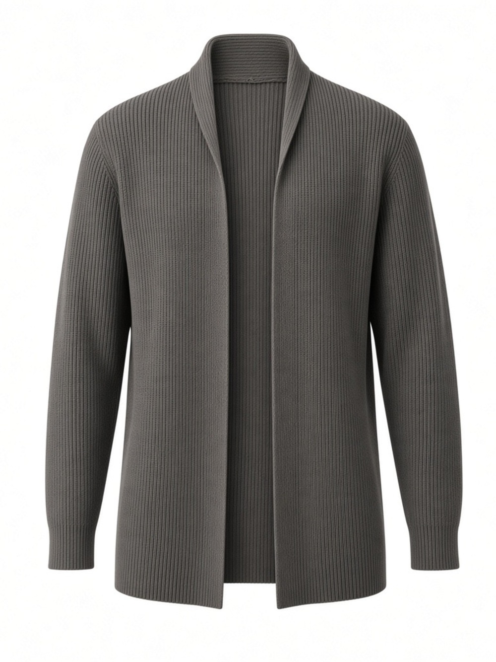 Men's Shawl Collar Open-Front Cardigan Sweater - Gray